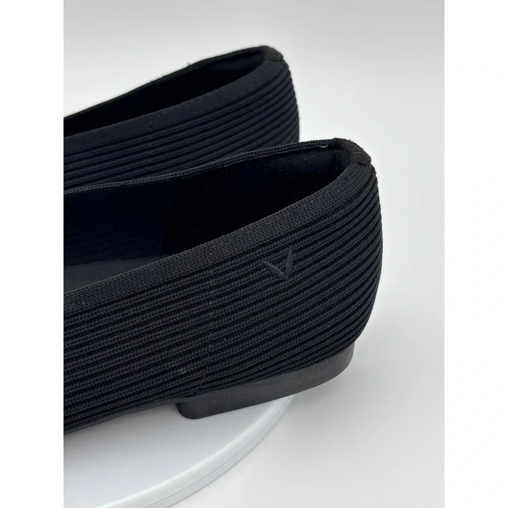 VIVIAI Black Square Toe Flat Ribbed Knit Ballet Margot 2.0 EU 41.5 Womens V Cut‎